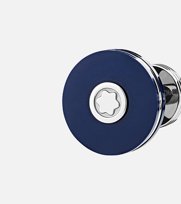 Round Cufflinks in Stainless Steel with Blue Resin